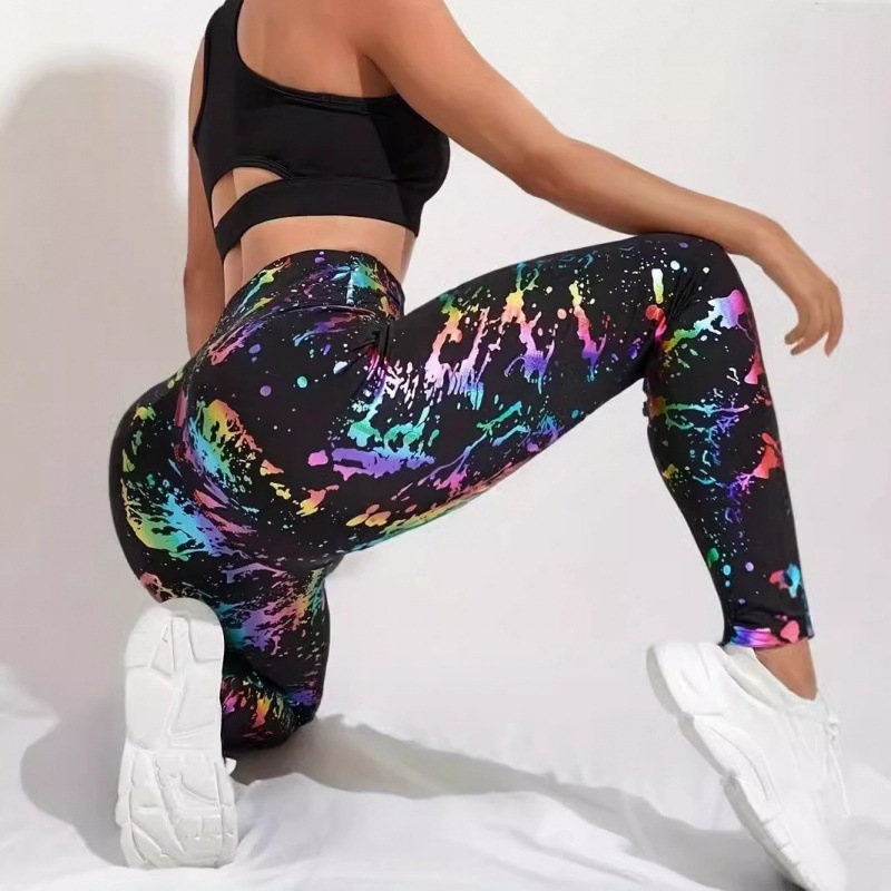 Cezhraničné európske a americké bežecké nohavice Amazon, zdvíhanie brucha, joga, fitness, cvičenie, nahé, úzke legíny s potlačou