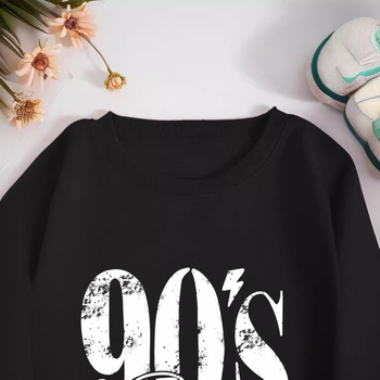 90-те години на миналия век, щампован, с кръгло деколте и дълъг ръкав, външна търговия, нов есенен и зимен суитчър с полар, мъжки и дамски моден уличен топ