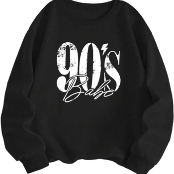 90-те години на миналия век, щампован, с кръгло деколте и дълъг ръкав, външна търговия, нов есенен и зимен суитчър с полар, мъжки и дамски моден уличен топ