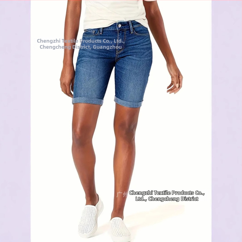 Dámske džínsové šortky v štýle motocykla, strečové modré, európske a americké, Amazon Foreign Trade z roku 2025