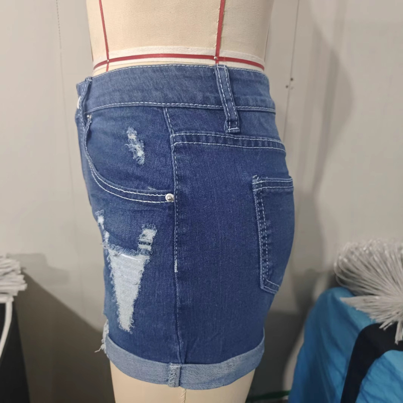 Prekogranična opskrba Europom i Sjedinjenim Državama vanjske trgovine elastične rupe traper kratke hlače za žene ležerne traper kratke hlače visokog struka