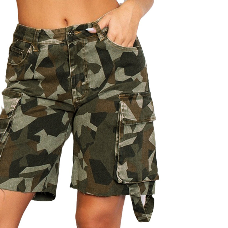 30010 Nazada Cross-Border dámske letné nové produkty Amazon Sexy vystrihnuté maskáčové zipsové elastické šortky pre ženy