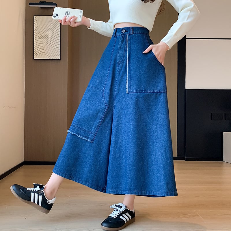 Dámske voľné nohavice s výstelkou a širokými nohavicami Design Sense, jarné a jesenné, voľné, v páse, po členky