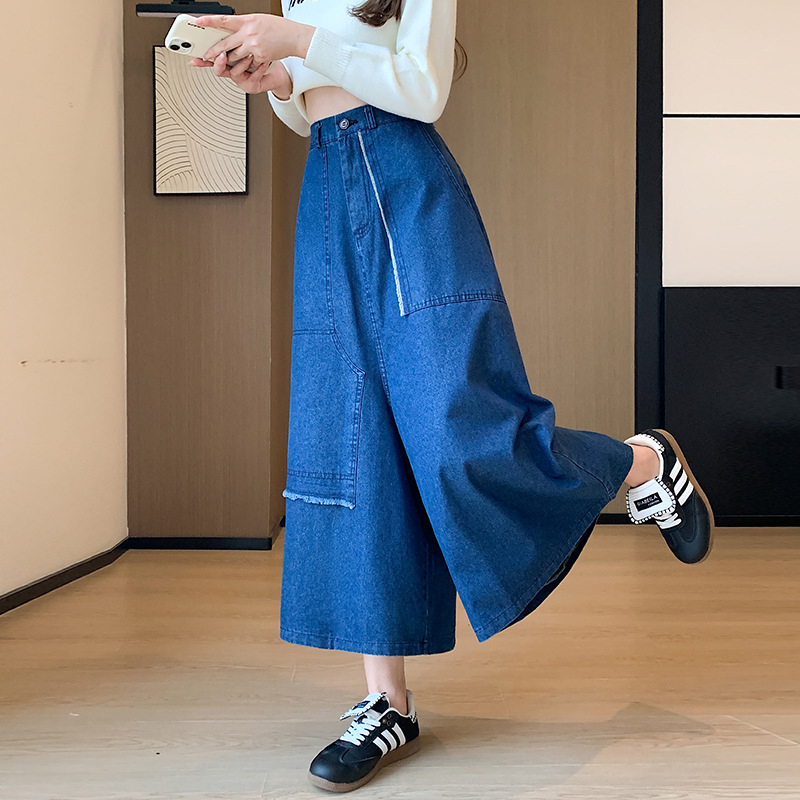 Dámske voľné nohavice s výstelkou a širokými nohavicami Design Sense, jarné a jesenné, voľné, v páse, po členky