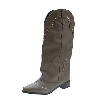 Retro kovbojské čižmy so špicatou špičkou v západnom štýle pre ženy, jeseň 2023, nové čižmy s nitmi vo veľkých veľkostiach, dlhé čižmy s hrubým podpätkom a výstrihom do V.