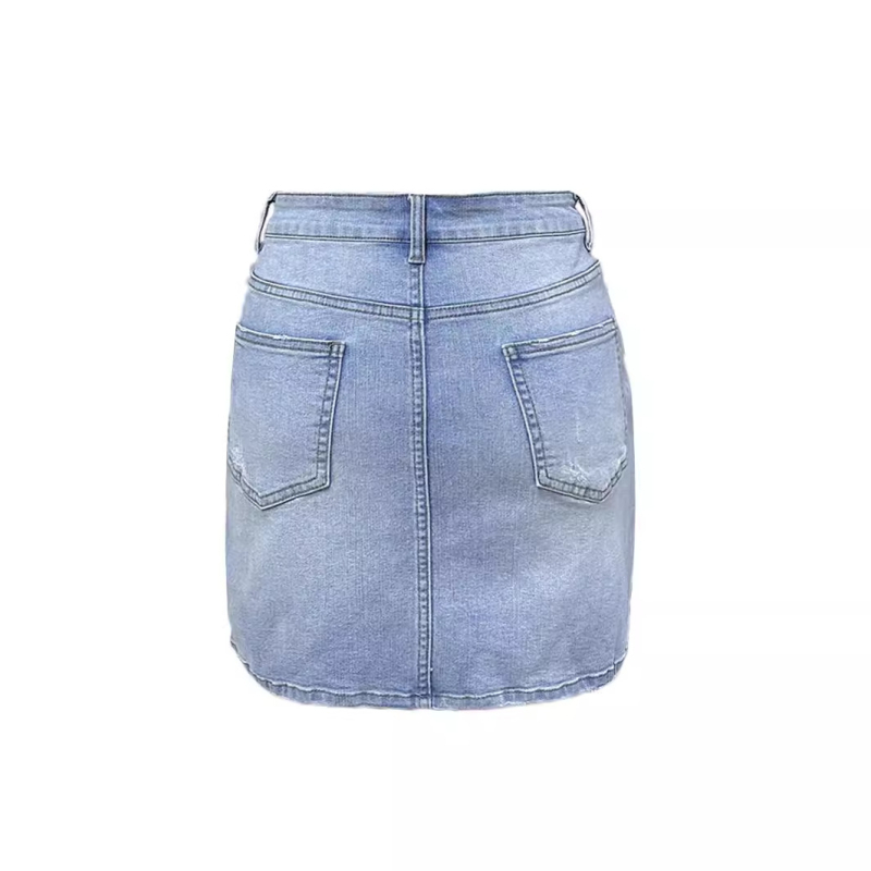 Mh1024 Γυναικεία Φούστα Τζιν Street Style, Μονόχρωμη, Μίνι Φούστα σε Ανοιχτόχρωμο Πλύσιμο