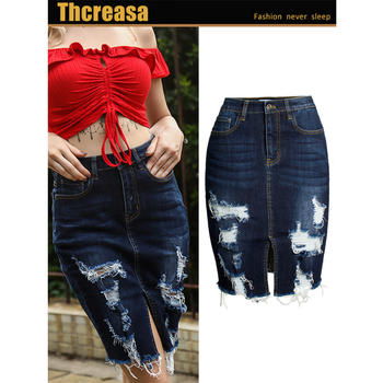 Europska i američka odjeća Europska i američka odjeća Najprodavanija uska traper suknja koja prianja uz bokove i ima rupe