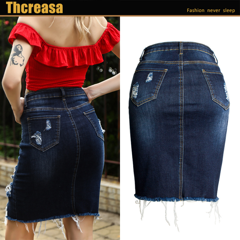 Europska i američka odjeća Europska i američka odjeća Najprodavanija uska traper suknja koja prianja uz bokove i ima rupe