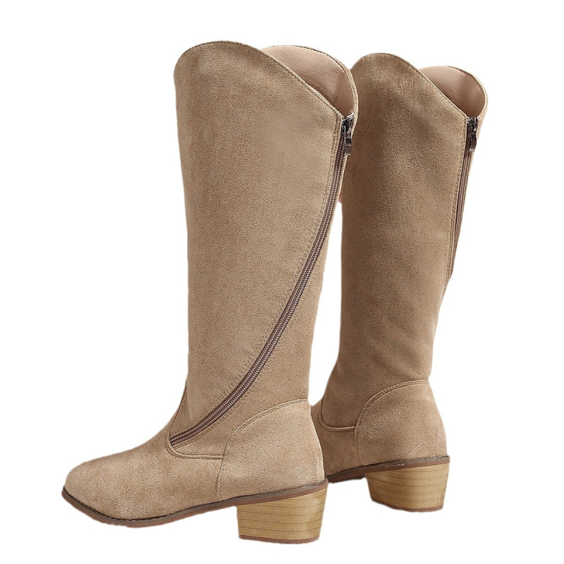 Cezhraničný zahraničný obchod plus size 2024 jeseň a zima nové európske a americké vysoké bočné zipsy jednofarebné špicaté rytierske čižmy dámske čižmy