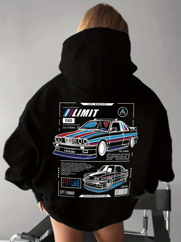 Dámska mikina s potlačou auta, ležérna mikina do pása, vhodná na jeseň a zimu