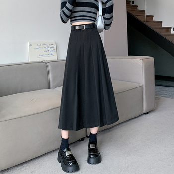 Ležerna ženska suknja za jesen/zimu 2024., nova uska strukirana suknja srednje duljine, Joker plisirana suknja, generacija kose