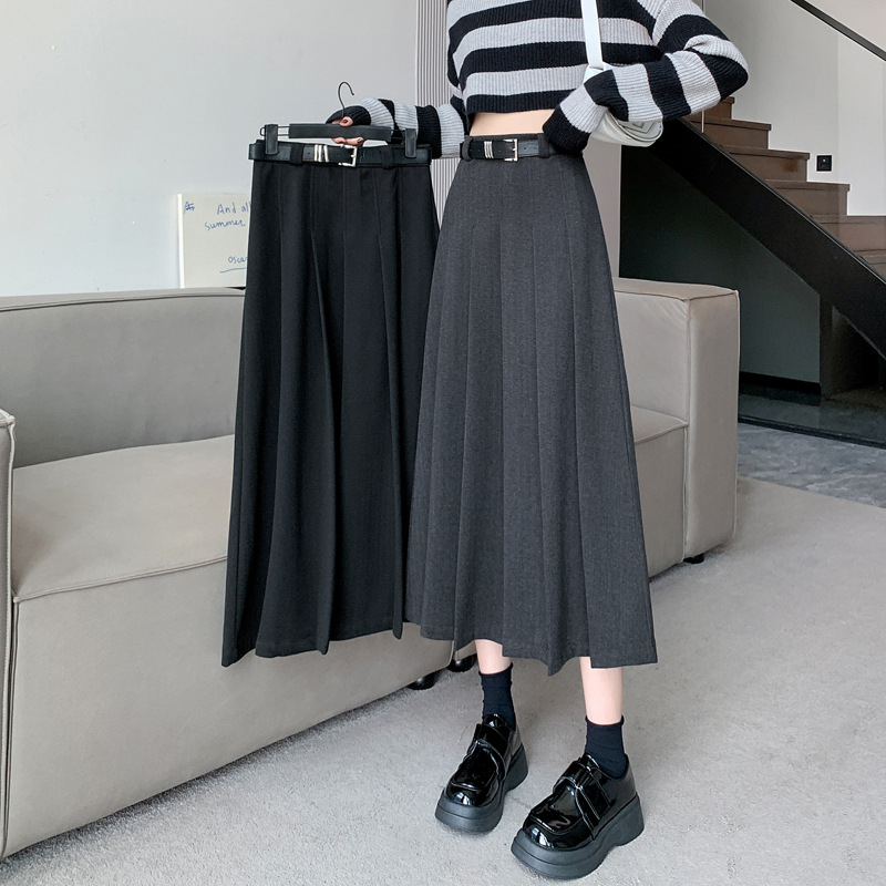 Ležerna ženska suknja za jesen/zimu 2024., nova uska strukirana suknja srednje duljine, Joker plisirana suknja, generacija kose