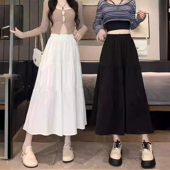 Φούστα μισού μήκους, λευκή φούστα, γυναικεία, μικρή, άνοιξη και καλοκαίρι 2024, νέα, φούστα μεσαίου μήκους, ψηλόμεση φούστα σε γραμμή Α