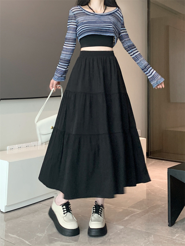 Suknja do pola, bijela suknja za žene, mala, nova torta suknja srednje duljine, visoki struk, A-kroj, za proljeće i ljeto 2024.