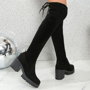 2024 duge čizme preko koljena za jesen i zimu, nove visoke čizme s debelim potplatom, debela peta, uske elastične temperamentne tanke čizme na veliko