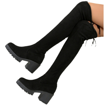 2024 duge čizme preko koljena za jesen i zimu, nove visoke čizme s debelim potplatom, debela peta, uske elastične temperamentne tanke čizme na veliko