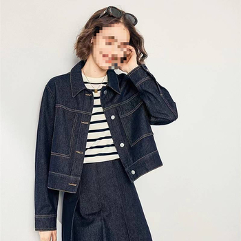 Γυναικείο τζιν παλτό Design Sense Blue 2025, κοντό, αρχές φθινοπώρου, νέο, γαλλικό, ρετρό, κομψό, casual, τοπ