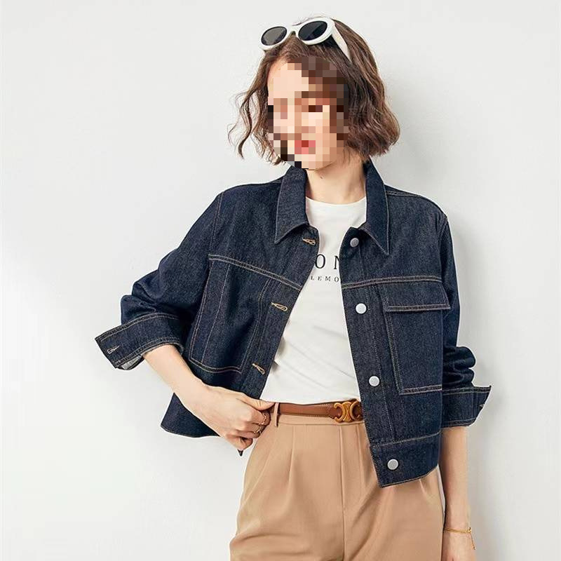 Design Sense plavi traper kaput za žene, kratki kaput za ranu jesen 2025., novi francuski retro elegantni ležeran kaput