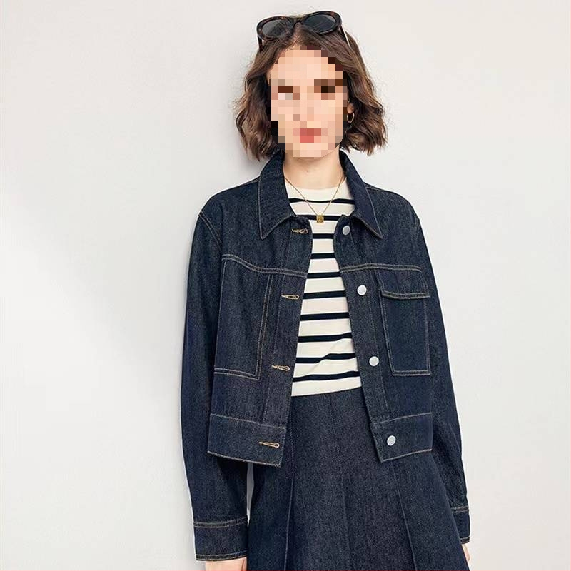 Design Sense plavi traper kaput za žene, kratki kaput za ranu jesen 2025., novi francuski retro elegantni ležeran kaput