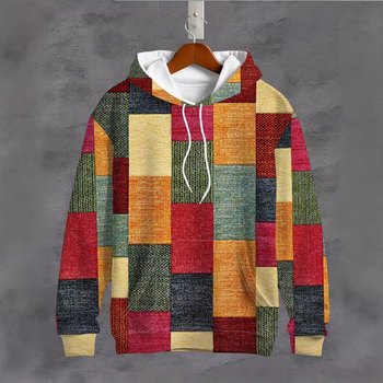 Temu Трансгранична гореща разпродажба Пролетно-есенна нова 3D дигитална ретро ярък принт мъжка модна ежедневна блуза с качулка