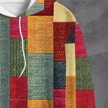 Temu Трансгранична гореща разпродажба Пролетно-есенна нова 3D дигитална ретро ярък принт мъжка модна ежедневна блуза с качулка