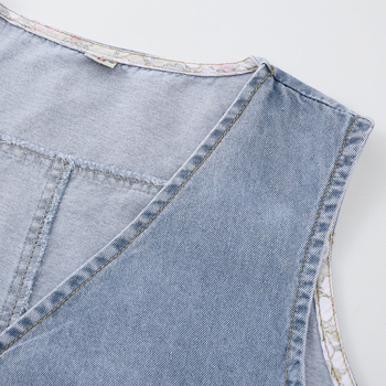 Veľkoobchodná dámska džínsová vesta pre plus size dievčatá, voľná jarná a letná bunda bez rukávov 2024 pre kórejských dievčat