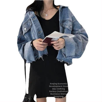 Γυναικείο τζιν παλτό, κοντό, για άνοιξη και φθινόπωρο, νέο, διασυνοριακό, ρετρό, στυλ Χονγκ Κονγκ, φοιτητικό, χαλαρό, all-match τζιν μπουφάν