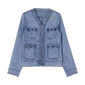 Μικρό κοντό τζάκετ για γυναίκες 2025 Νέο φθινόπωρο, casual, ρετρό σχέδιο, πλεκτό τζιν τοπ με στριφτό τελείωμα 9323