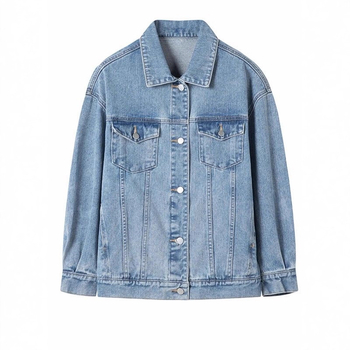 Γυναικείο τζιν τοπ American Retro, ευέλικτο, casual τζιν παλτό, μακρύ τζιν με φαρδύ πέτο και μακριά μανίκια.