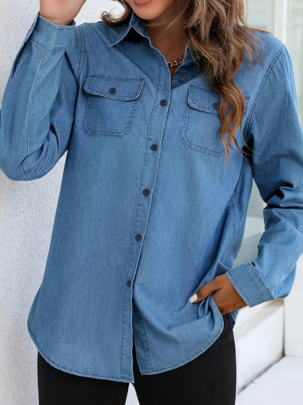 Prekogranična nova oprana ženska modna ležerna traper jakna s dugim rukavima i džepovima na prednje gumbe