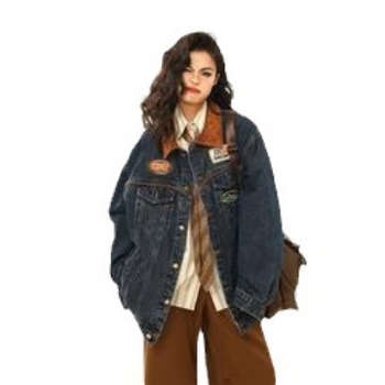 Határokon átnyúló 2024 tavaszi és őszi amerikai stílusú vintage varrású farmerkabát női divatos márkás laza, hétköznapi, mosott motoros dzseki divatos