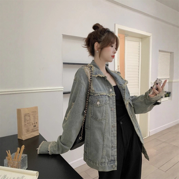 Γυναικείο τζιν μπουφάν εργασίας, τζιν παλτό, γυναικείο τζιν μπουφάν υψηλής ποιότητας, φθινοπωρινό, γυναικείο
