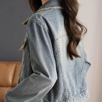 Džínsový kabát Jar 2025 Nový univerzálny ležérny dizajn Voľný krátky krátky rapový top