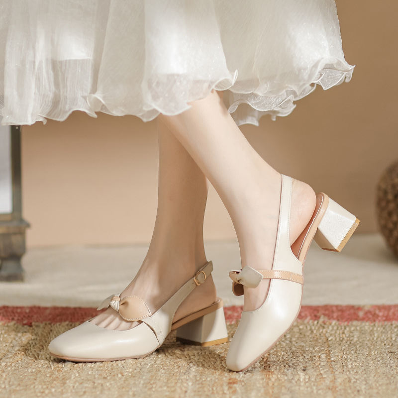 Dámske sandále na platforme, nové letné sandále vo francúzskom štýle s jednovrstvovou podrážkou, hrubé topánky Mary Jane so stredným podpätkom