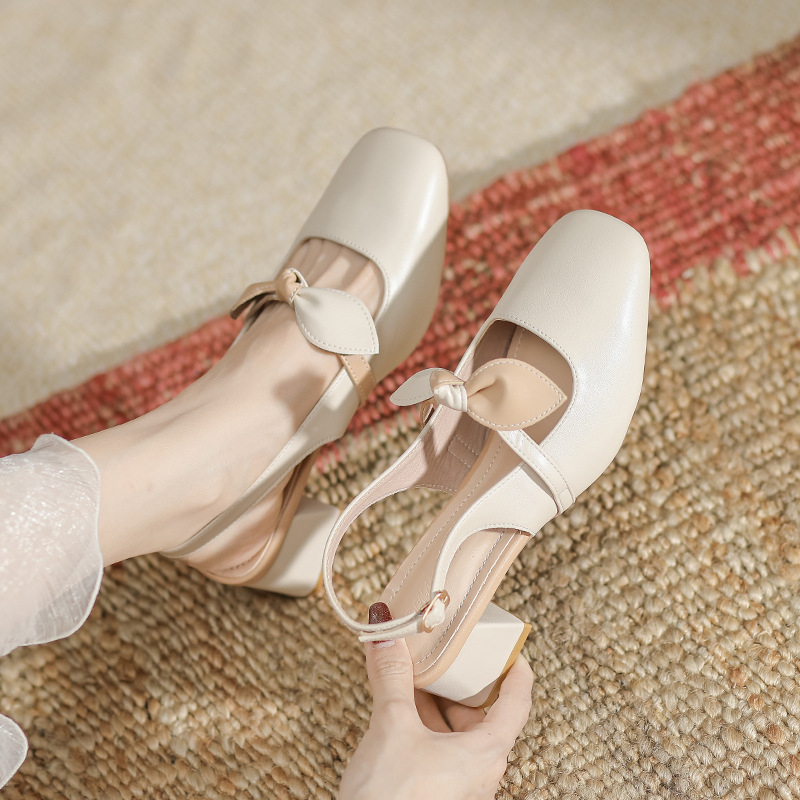 Dámske sandále na platforme, nové letné sandále vo francúzskom štýle s jednovrstvovou podrážkou, hrubé topánky Mary Jane so stredným podpätkom