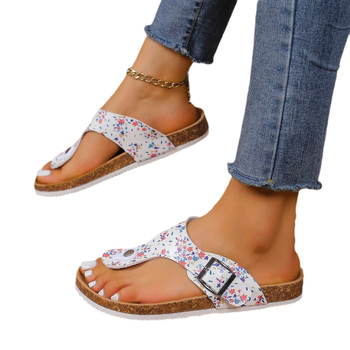 Διασυνοριακές Ευρωπαϊκές και Αμερικανικές plus size Χρώμα 2024 Καλοκαίρι Νέα Στρογγυλή Ζώνη με Αγκράφα Herrylike Μόδας Γυναικείες Χοντρές Παντόφλες