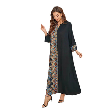 2024 Cezhraničné real-time horúce predajné potlačené šité dlhé šaty Elegantné dlhé šaty z Blízkeho východu