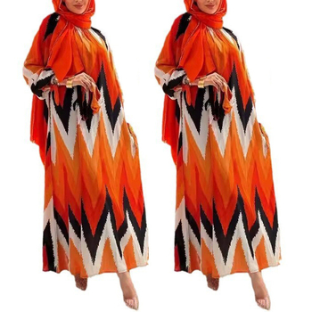 M2720 Cross Border Amazon Women Middle East Muslim 2024 Nový príchod Potlačené a farbené župany Módne elegantné šaty
