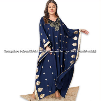 Γυναικεία ρόμπα με μανίκια νυχτερίδας από τη Μέση Ανατολή, με επιχρυσωμένο κέντημα, φαρδύ φόρεμα plus size, Διασυνοριακό εξωτερικό εμπόριο