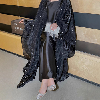 LY02 Cezhraničný Blízky východ Dubajský ostrov Drôtený Ram korálik Robe Dvojdielny kardigan Vonkajší šál Abaya