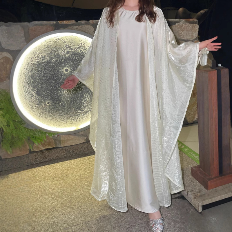 LY02 Cezhraničný Blízky východ Dubajský ostrov Drôtený Ram korálik Robe Dvojdielny kardigan Vonkajší šál Abaya