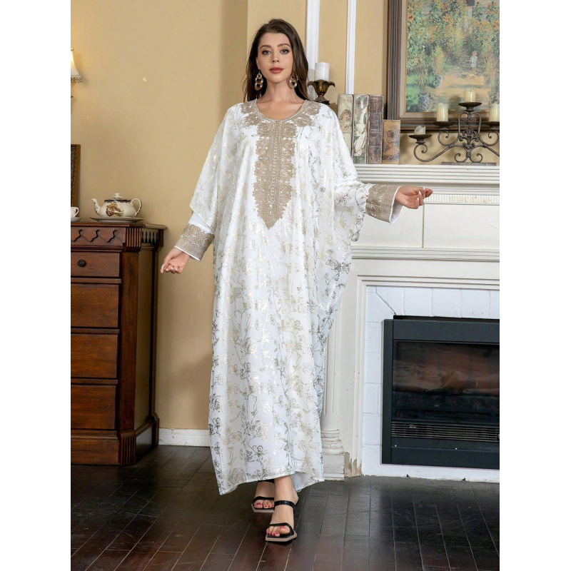 Blízky východ, cezhraničné európske a americké AliExpress Explosions, moslimské dámske šaty, šifónové bronzové šaty Abaya