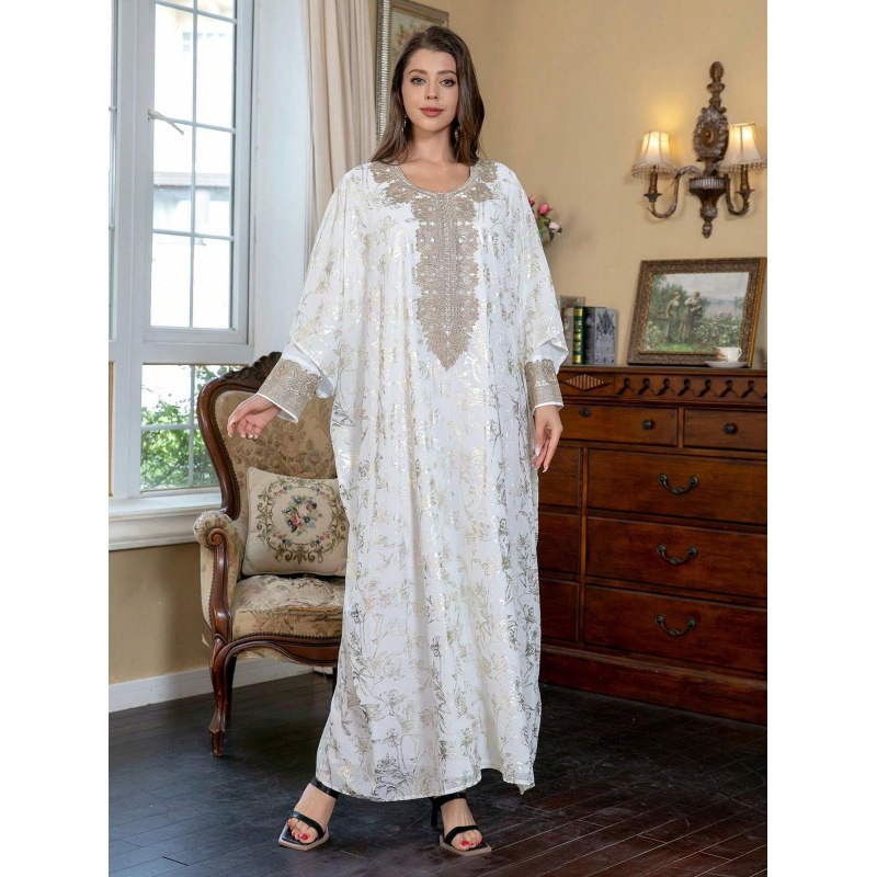 Blízky východ, cezhraničné európske a americké AliExpress Explosions, moslimské dámske šaty, šifónové bronzové šaty Abaya