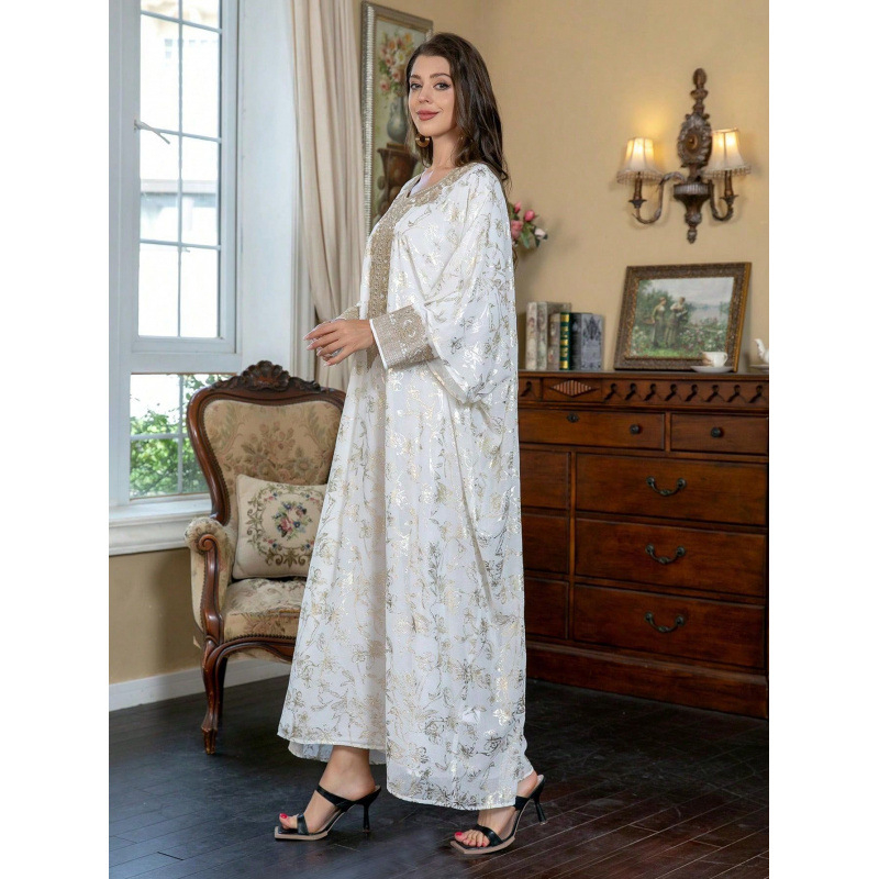 Blízky východ, cezhraničné európske a americké AliExpress Explosions, moslimské dámske šaty, šifónové bronzové šaty Abaya