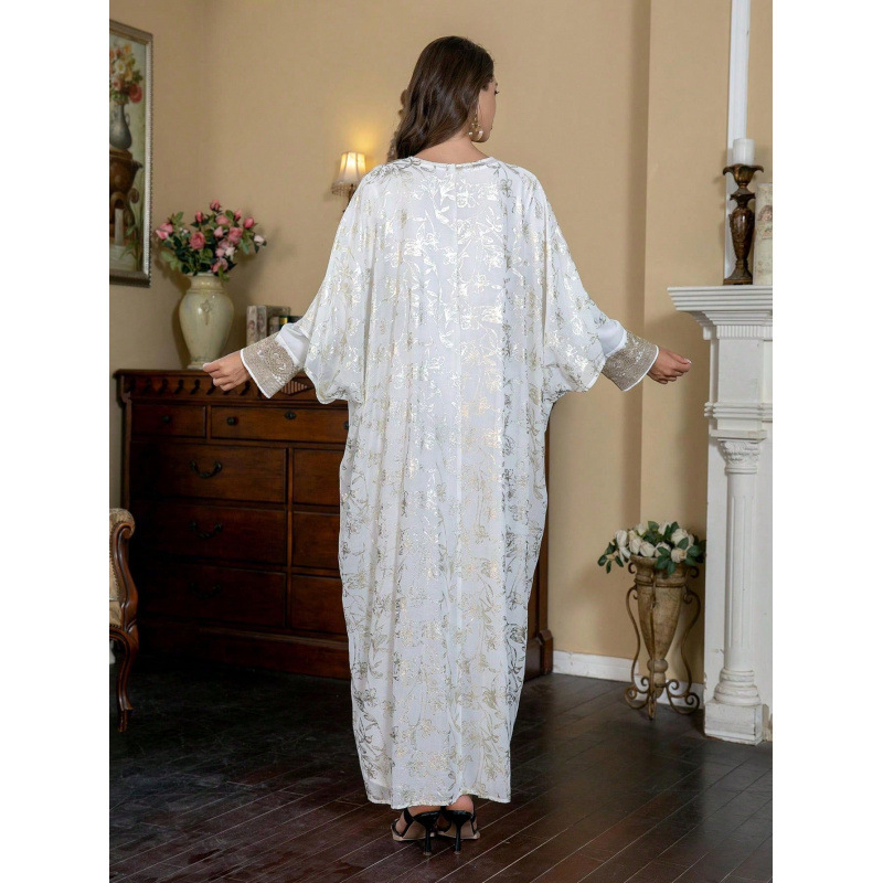 Blízky východ, cezhraničné európske a americké AliExpress Explosions, moslimské dámske šaty, šifónové bronzové šaty Abaya