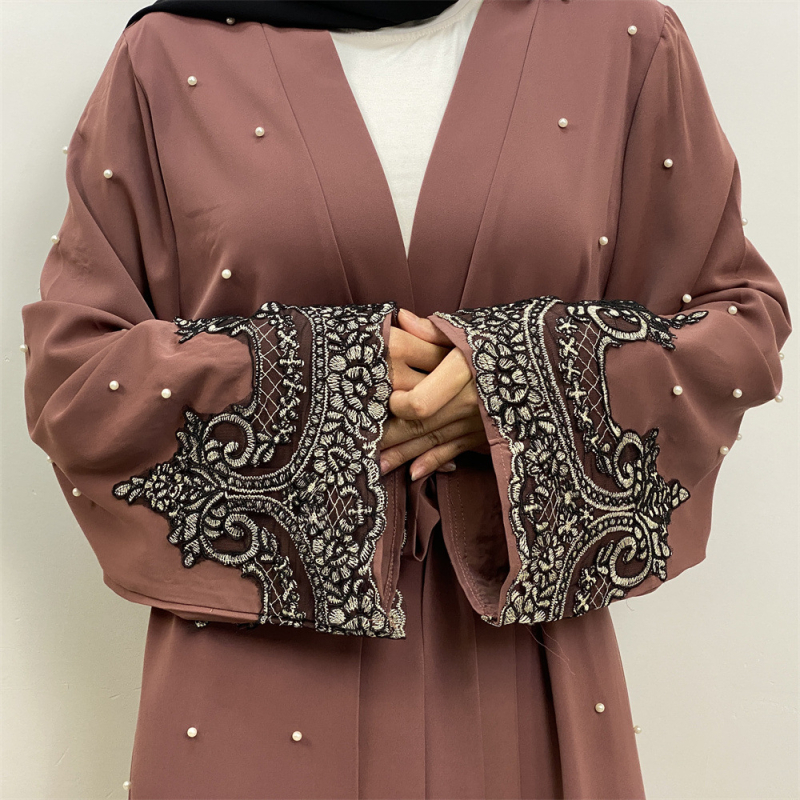 eBay Najpredávanejší Blízkeho východu moslimský dlhý rukáv vyšívaný korálkový župan pre ženy arabský dlhý kardigan #1684