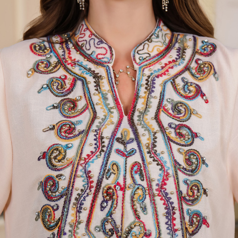 Dubai Bliskiistočni ogrtač Ženska odjeća za ogrtače Ženska arapska ženska haljina Musilin vezena haljina