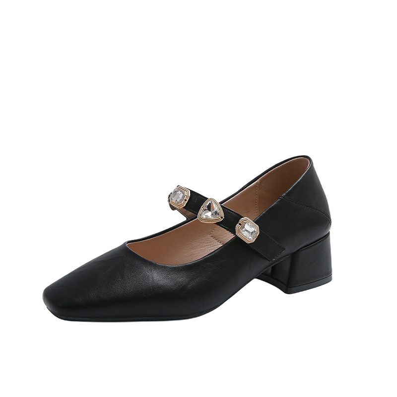 Ženske cipele Mary Jane s plitkim ustima, debelom petom, 2025., nove prekrasne cipele s malom petom, ženske cipele s četvrtastim vrhom i metalnom kopčom, srednja peta, vintage