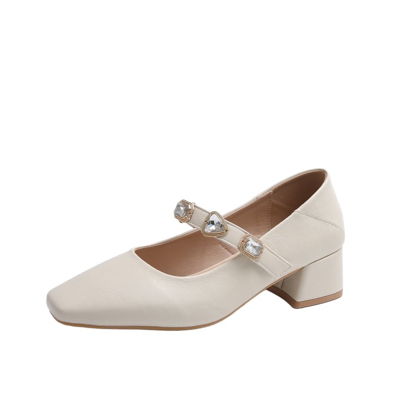 Ženske cipele Mary Jane s plitkim ustima, debelom petom, 2025., nove prekrasne cipele s malom petom, ženske cipele s četvrtastim vrhom i metalnom kopčom, srednja peta, vintage