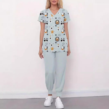 Otsemüük Hulgimüük Laos Naiste V-kaelusega tavaliste õlgadega kitsa lõikega lühikeste varrukatega topelttaskutega õe vormiriietus 3D-digitaalprintimisega